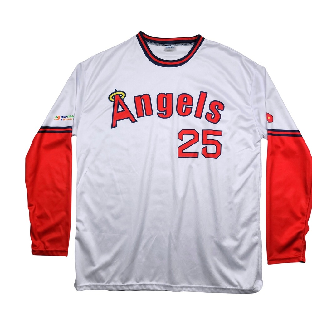 Los Angeles Angels 25 Long Sleeve Jersey Shirt XL Sixth‎ Man Promo SGA White Red